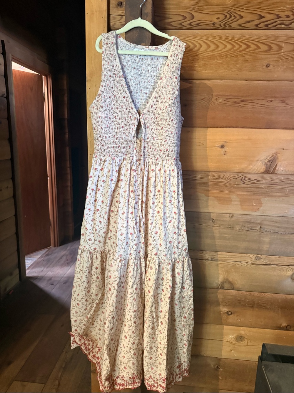 Christy Dawn Cream Maxi Dress with Pink Floral Print